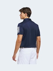 adidas Golf Navy Performance 3 Stripe Polo Shirt - Image 2 of 6