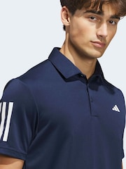 adidas Golf Navy Performance 3 Stripe Polo Shirt - Image 4 of 6