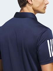 adidas Golf Navy Performance 3 Stripe Polo Shirt - Image 5 of 6