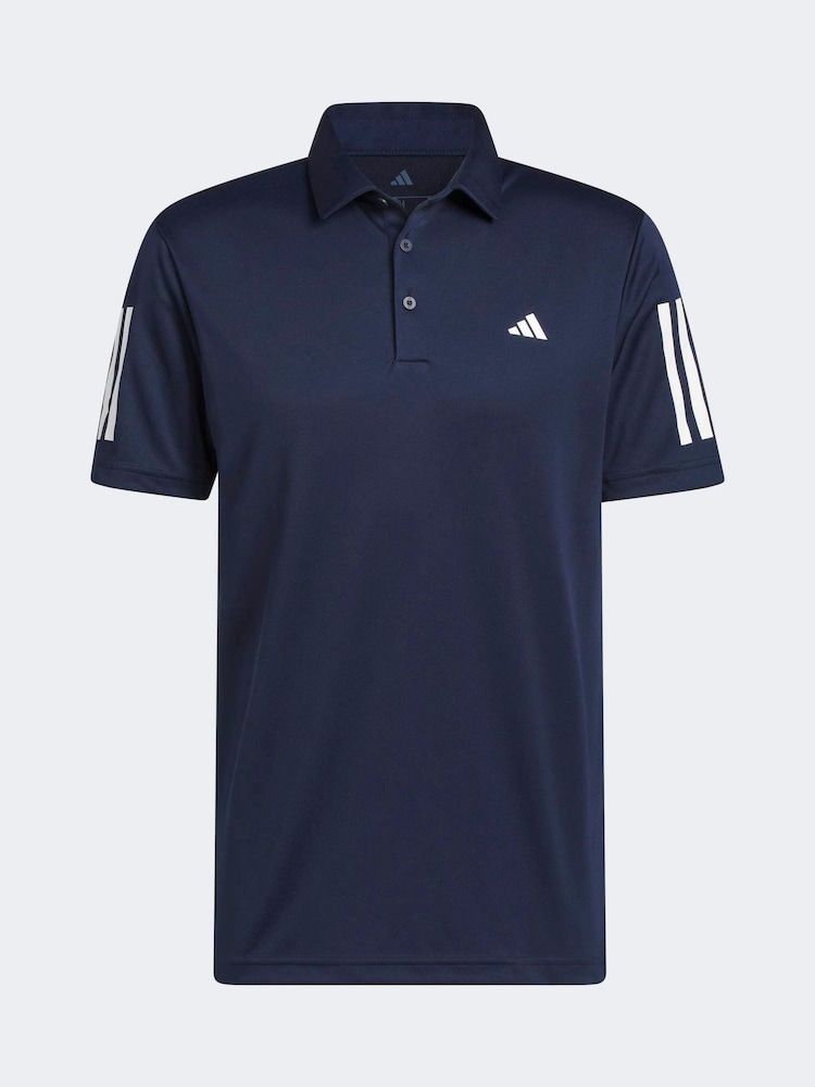 adidas Golf Navy Performance 3 Stripe Polo Shirt - Image 6 of 6 adidas Golf Navy Performance 3 Stripe Polo Shirt - Image 6 of 6