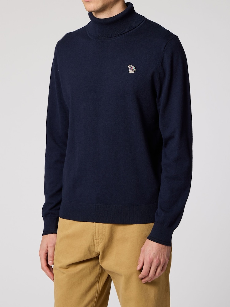 PS Paul Smith Blue Zebra Logo Roll Neck Jumper - Image 1 of 3