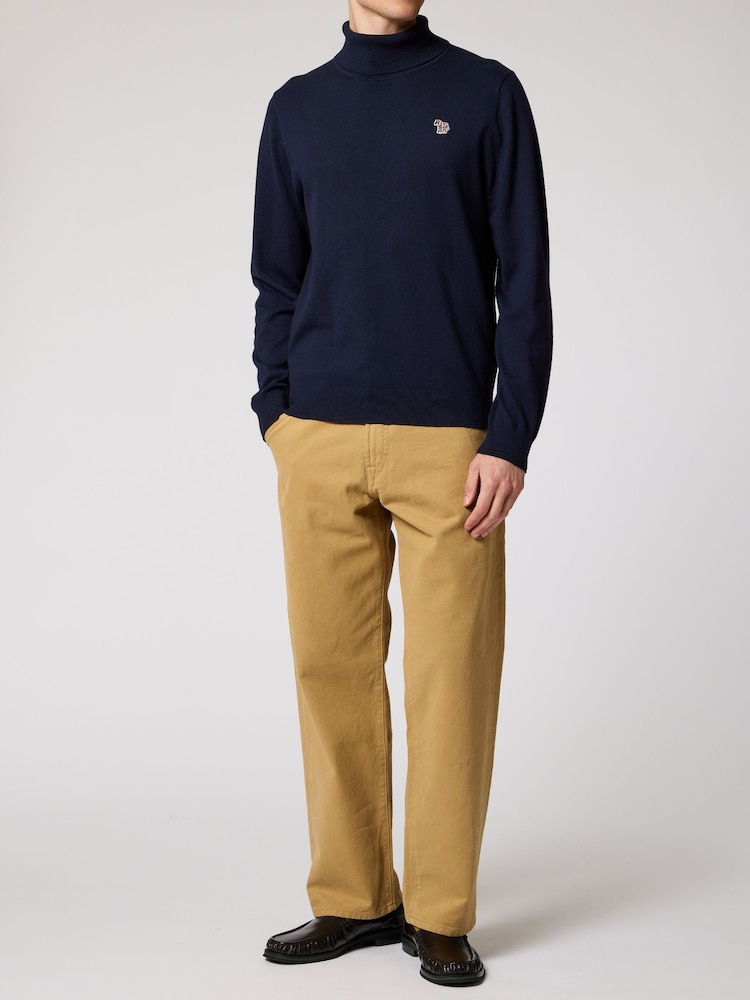PS Paul Smith Blue Zebra Logo Roll Neck Jumper - Image 3 of 3