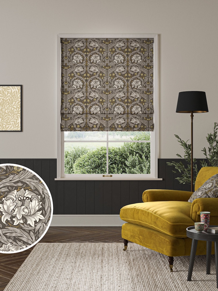 William Morris At Home Grey African Marigold Made to Measure 100% Cotton Roman Blinds - Image 1 of 5