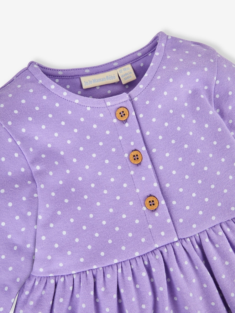 JoJo Maman Bébé Lilac Purple Guinea Pig Appliqué Button Front Dress - Image 5 of 5