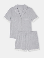 Accessorize Grey Jersey Lace Short Pyjamas Set - Image 4 of 4