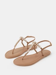 Accessorize Brown Cluster Jewel Strap Sandals - Image 1 of 2