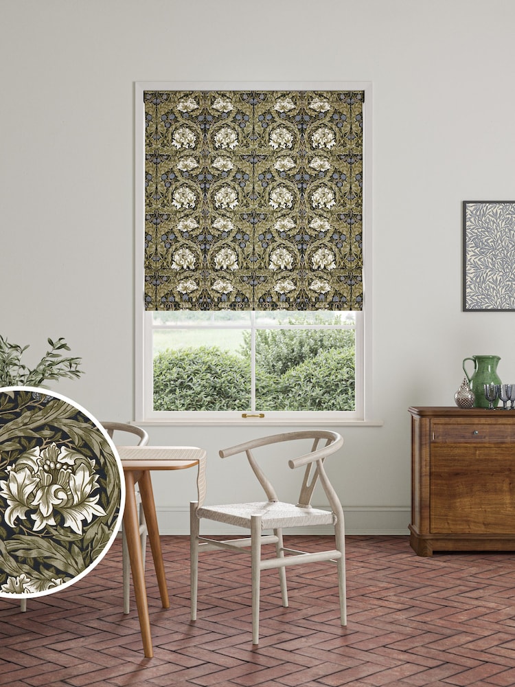 William Morris At Home Green African Marigold Made to Measure 100% Cotton Roman Blinds - Image 1 of 6