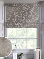 Silver Cut Velvet Palm Leaf Warm Made To Measure Roman Blind - Image 1 of 4