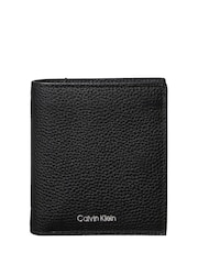 Calvin Klein Black Leather RFID Foil Logo Trifold Wallet - Image 1 of 4