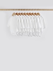 White 10 Pack Essential Baby Long Sleeve Bodysuits - Image 1 of 8