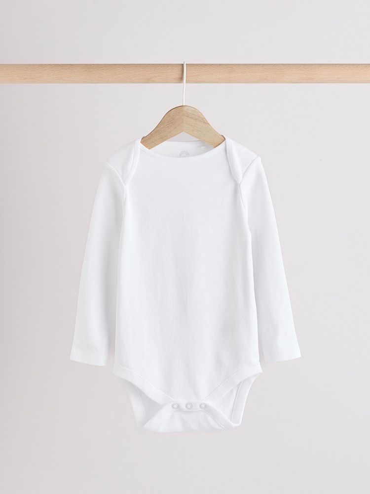 White 10 Pack Essential Baby Long Sleeve Bodysuits - Image 4 of 8
