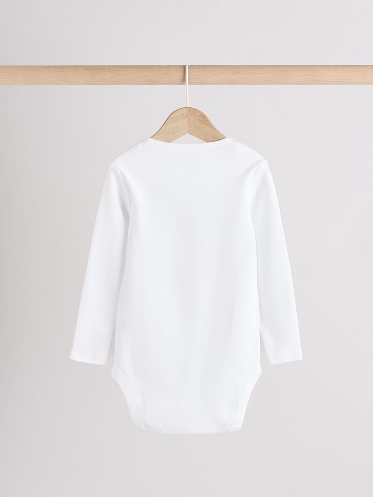 White 10 Pack Essential Baby Long Sleeve Bodysuits - Image 5 of 8