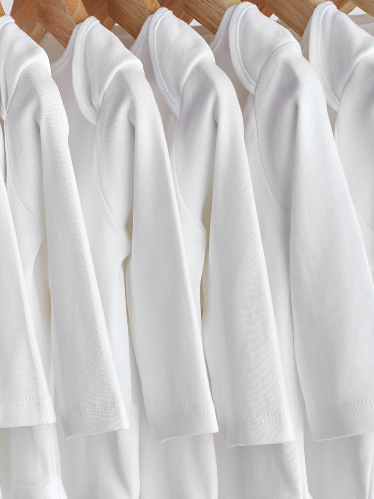 White 10 Pack Essential Baby Long Sleeve Bodysuits - Image 6 of 8