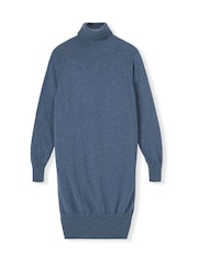 Celtic & Co. Blue Supersoft Roll Neck Knee Length Dress - Image 1 of 2