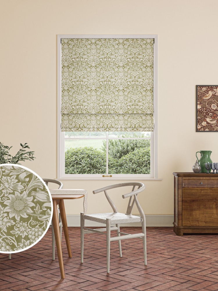 William Morris At Home Green Sunflower Made to Measure 100% Cotton Roman Blinds - Image 1 of 6
