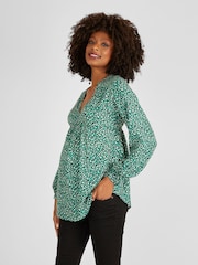 JoJo Maman Bébé Green Animal Print Maternity Blouse - Image 1 of 4