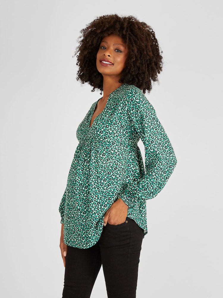 JoJo Maman Bébé Green Animal Print Maternity Blouse - Image 1 of 4