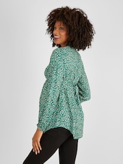 JoJo Maman Bébé Green Animal Print Maternity Blouse - Image 3 of 4