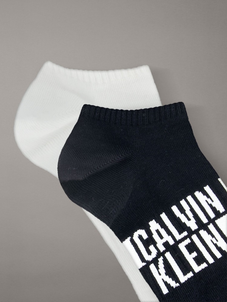 Calvin Klein Black Logo Stripe Socks 2 Pack - Image 2 of 2 Calvin Klein Black Logo Stripe Socks 2 Pack - Image 2 of 2