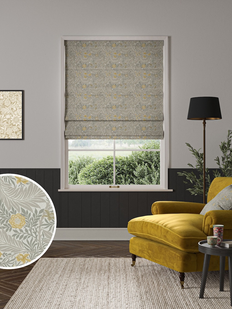 William Morris At Home Grey Larkspur Made to Measure 100% Cotton Roman Blinds - Image 1 of 6