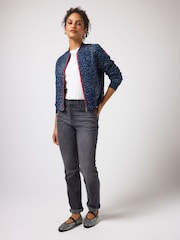 SCAMP & DUDE Blue Printed Cheetah Fitted Bomber Jacket - Image 3 of 5