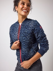 SCAMP & DUDE Blue Printed Cheetah Fitted Bomber Jacket - Image 4 of 5