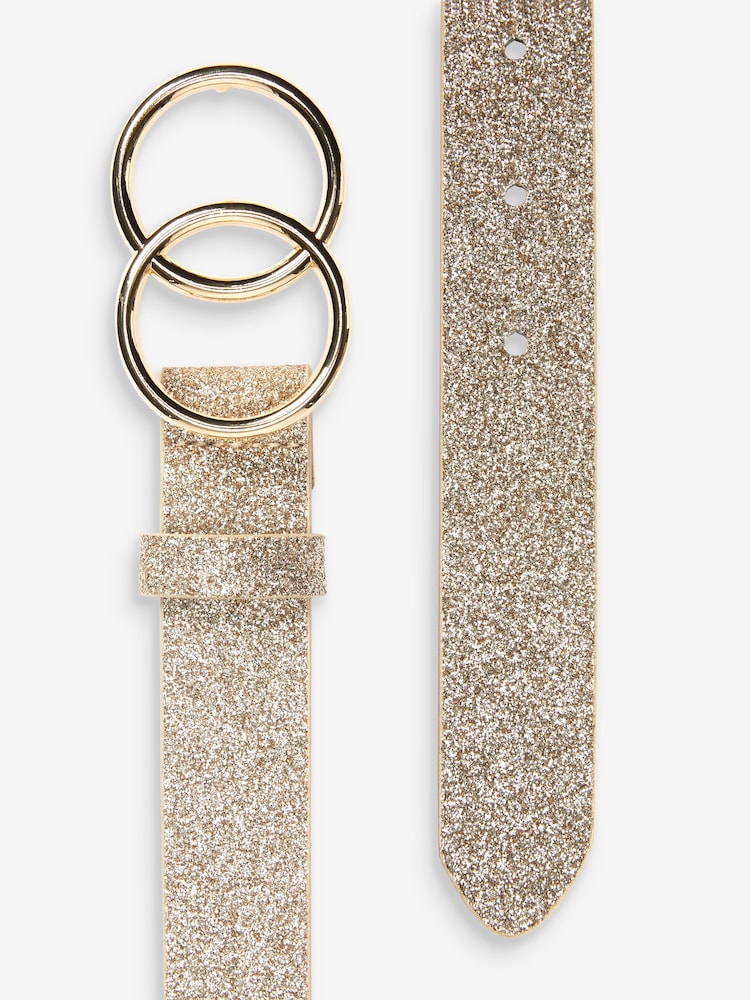Gold Double Circle Buckle Glitter Belt - Image 2 of 2