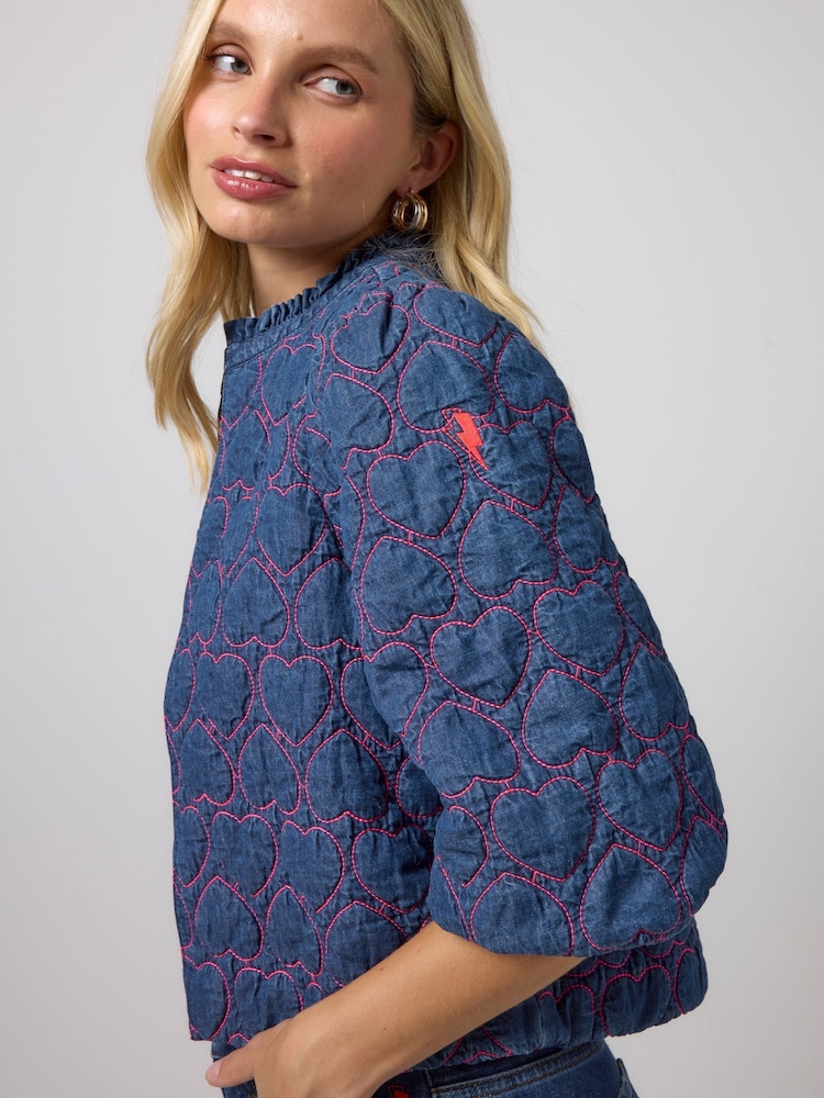 SCAMP & DUDE Blue Denim Quilted Heart Jacket - Image 4 of 4