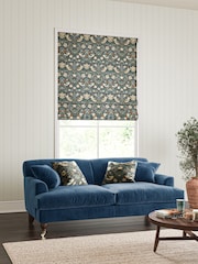 William Morris At Home Blue Strawberry Thief Velvet Made to Measure Roman Blinds - Image 5 of 6