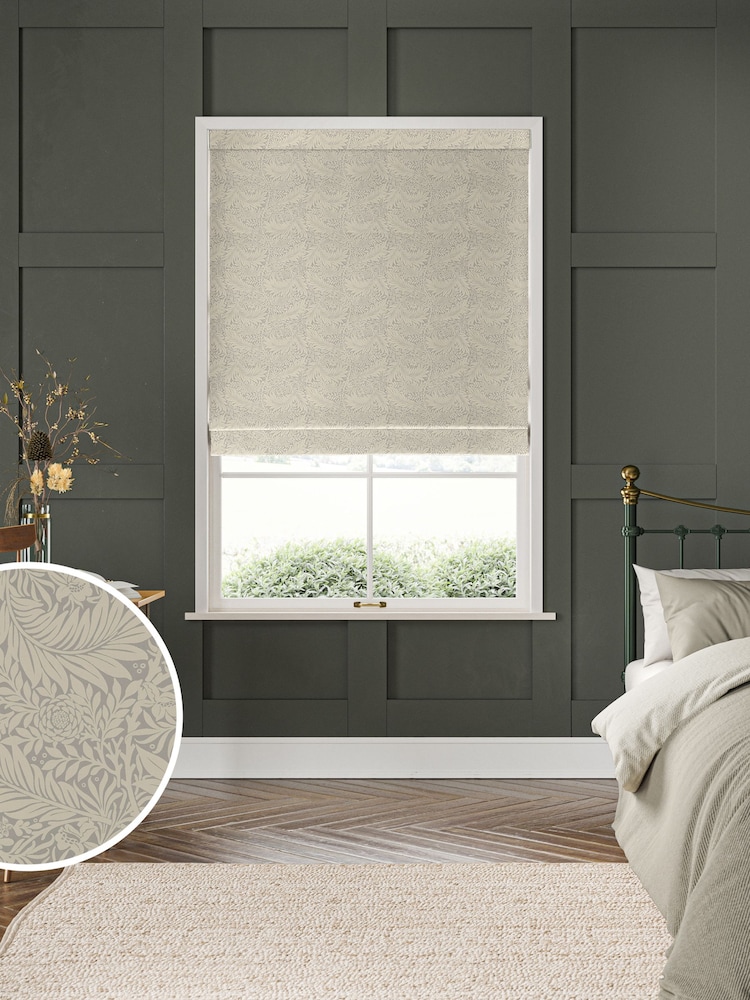 William Morris At Home Grey Larkspur Woven Made to Measure Roman Blinds - Image 1 of 6
