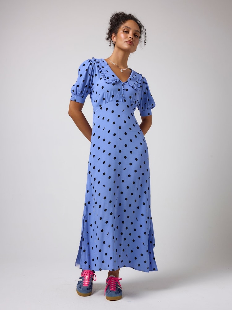 SCAMP & DUDE Polka Bolt Collared Midi Tea Dress - Image 1 of 5 SCAMP & DUDE Polka Bolt Collared Midi Tea Dress - Image 1 of 5