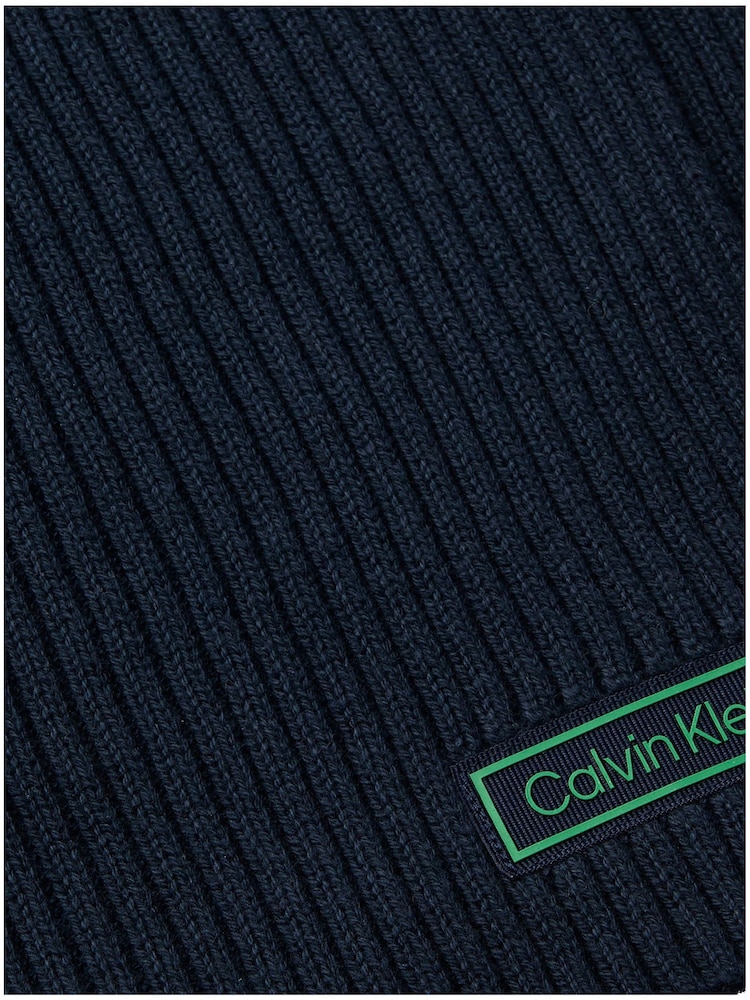 Calvin Klein Black Cotton Cashmere Blend Scarf - Image 4 of 4 Calvin Klein Black Cotton Cashmere Blend Scarf - Image 4 of 4