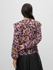 BOSS Pink Metallic Printed Inza Ruffle Blouse - Image 4 of 5
