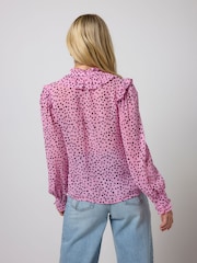 SCAMP & DUDE Pink Cheetah Spot Tie Neck Blouse - Image 2 of 5