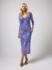 SCAMP & DUDE Blue Tigermoth Mesh Midi Dress - Image 1 of 5