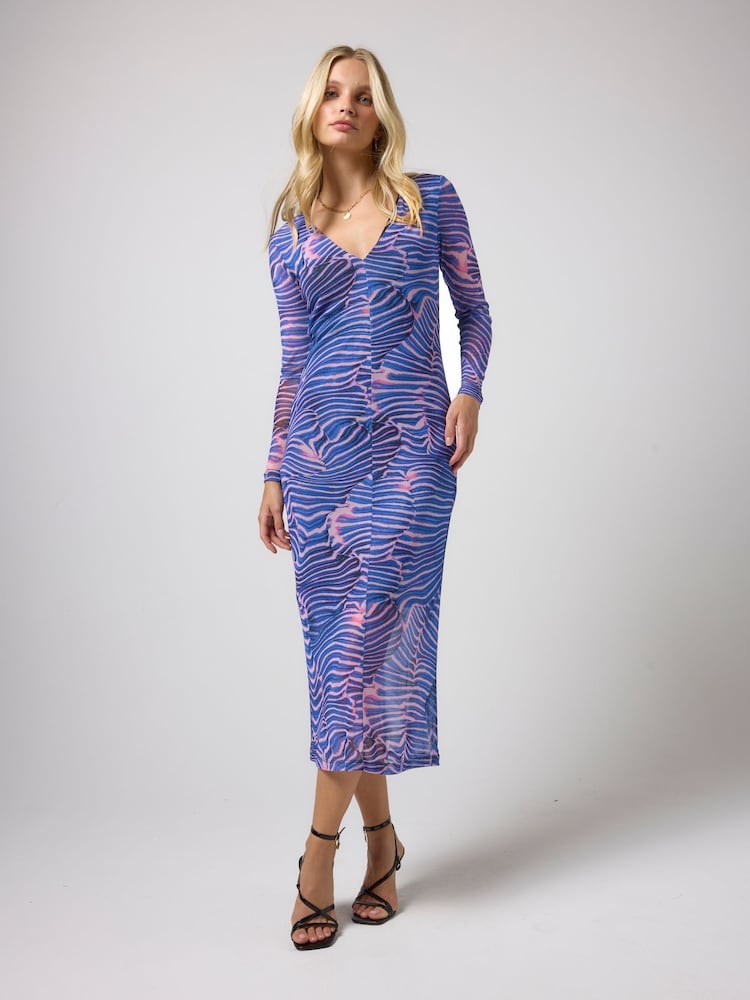 SCAMP & DUDE Blue Tigermoth Mesh Midi Dress - Image 1 of 5 SCAMP & DUDE Blue Tigermoth Mesh Midi Dress - Image 1 of 5