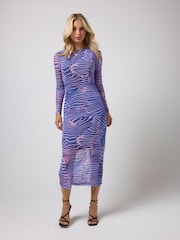SCAMP & DUDE Blue Tigermoth Mesh Midi Dress - Image 3 of 5