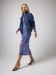 SCAMP & DUDE Blue Tigermoth Mesh Midi Dress - Image 4 of 5