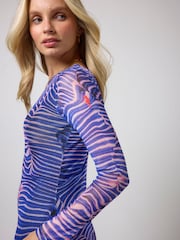 SCAMP & DUDE Blue Tigermoth Mesh Midi Dress - Image 5 of 5