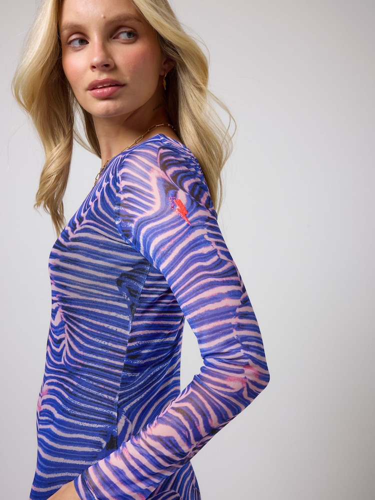 SCAMP & DUDE Blue Tigermoth Mesh Midi Dress - Image 5 of 5 SCAMP & DUDE Blue Tigermoth Mesh Midi Dress - Image 5 of 5