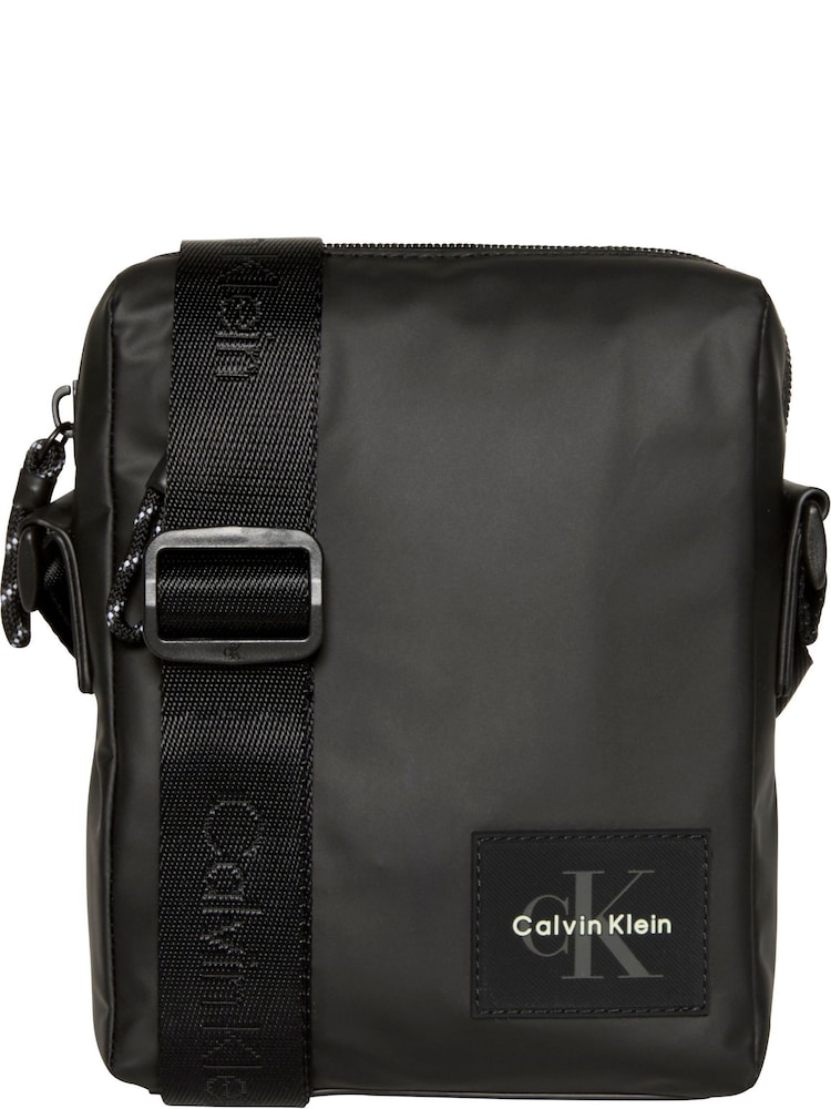 Calvin Klein Black Monologo Patch Reporter Bag - Image 2 of 3