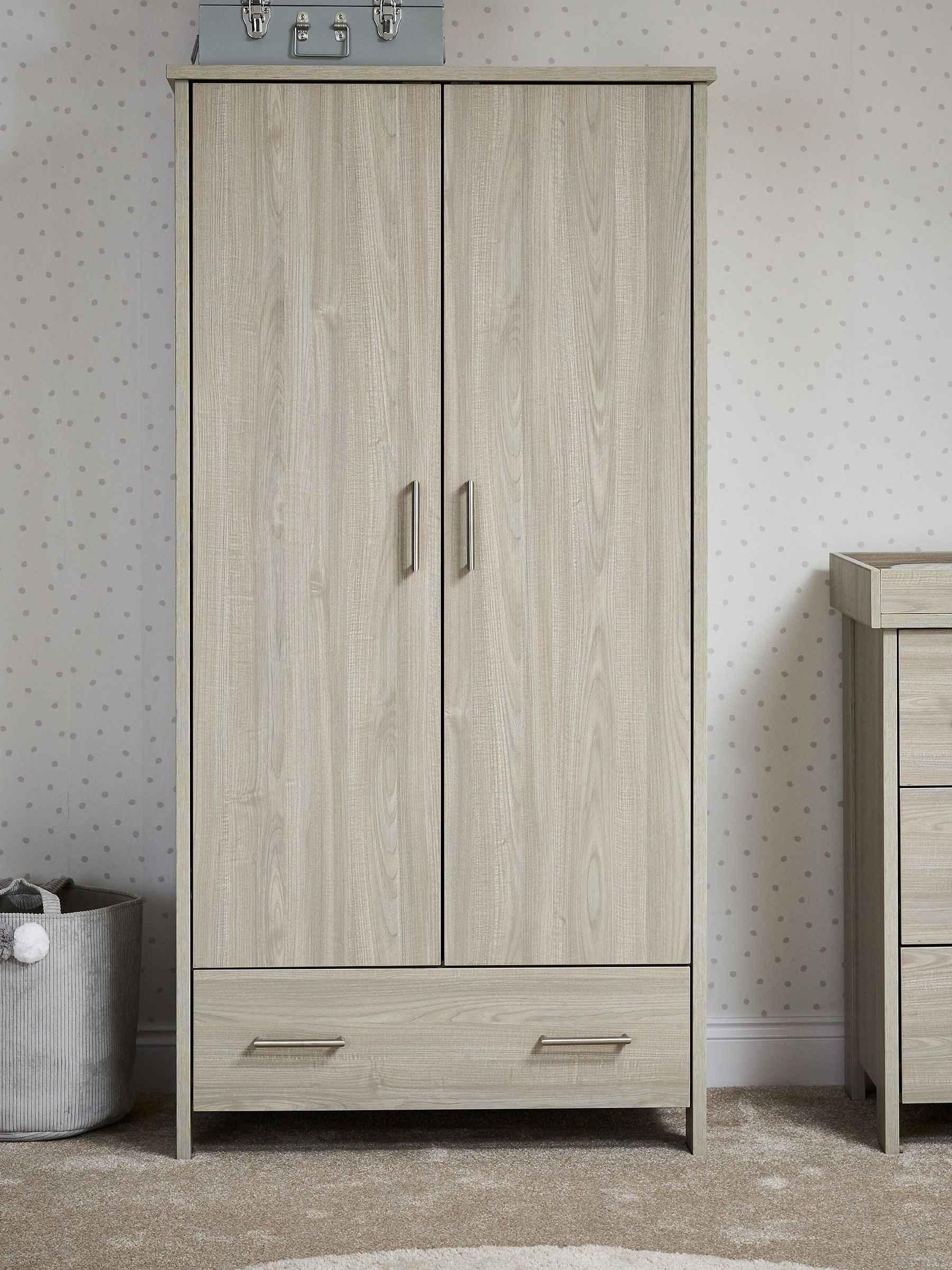 Obaby Nika Double Wardrobe – Grey Wash, Nursery Storage with Hanging Rail & Shelves - Image 4