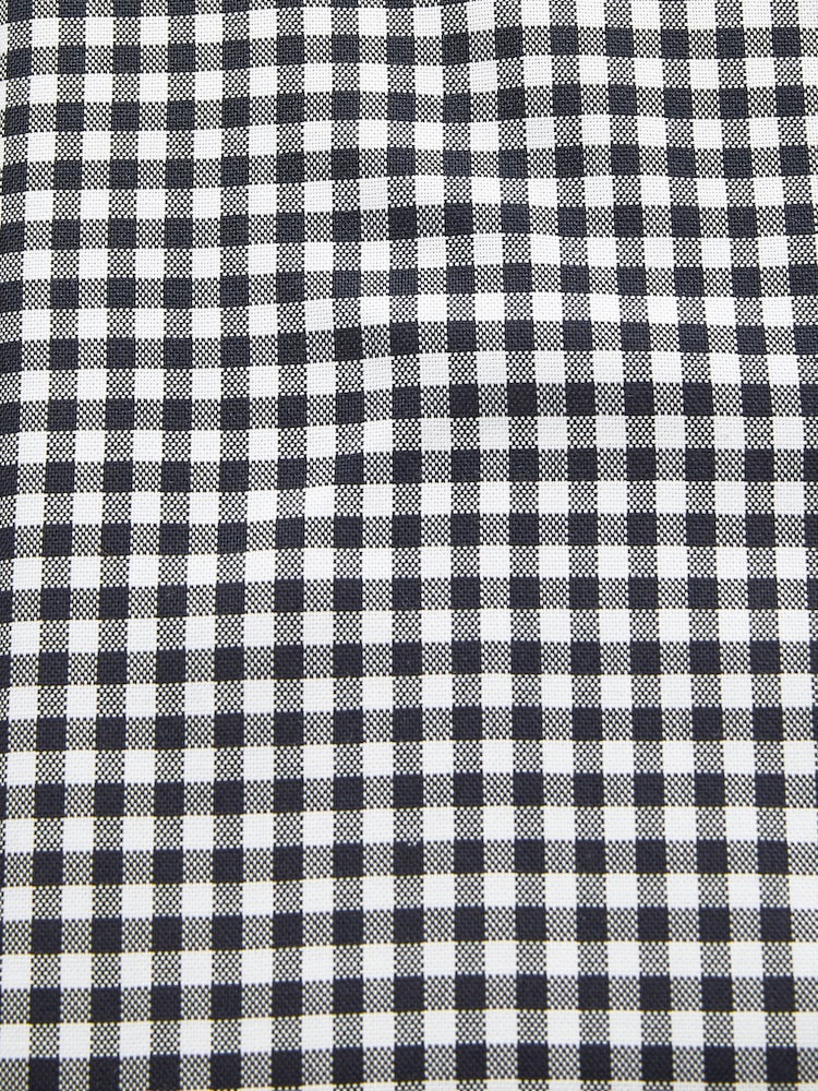 Navy Blue/White Gingham Check Easy Iron Button Down Short Sleeve Oxford Shirt - Image 5 of 5