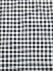 Navy Blue/White Gingham Check Regular Fit Easy Iron Button Down Short Sleeve Oxford Shirt - Image 7 of 7