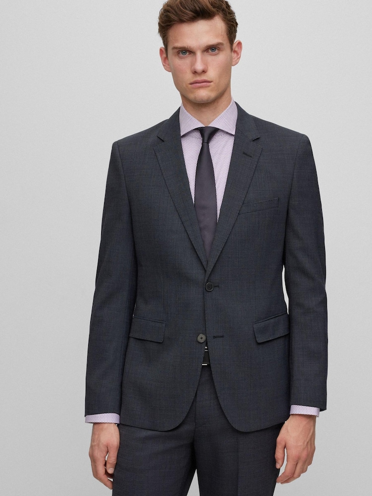 BOSS Grey Jasper Micro Patterned Regular Fit Jacket - Image 1 of 6 BOSS Grey Jasper Micro Patterned Regular Fit Jacket - Image 1 of 6