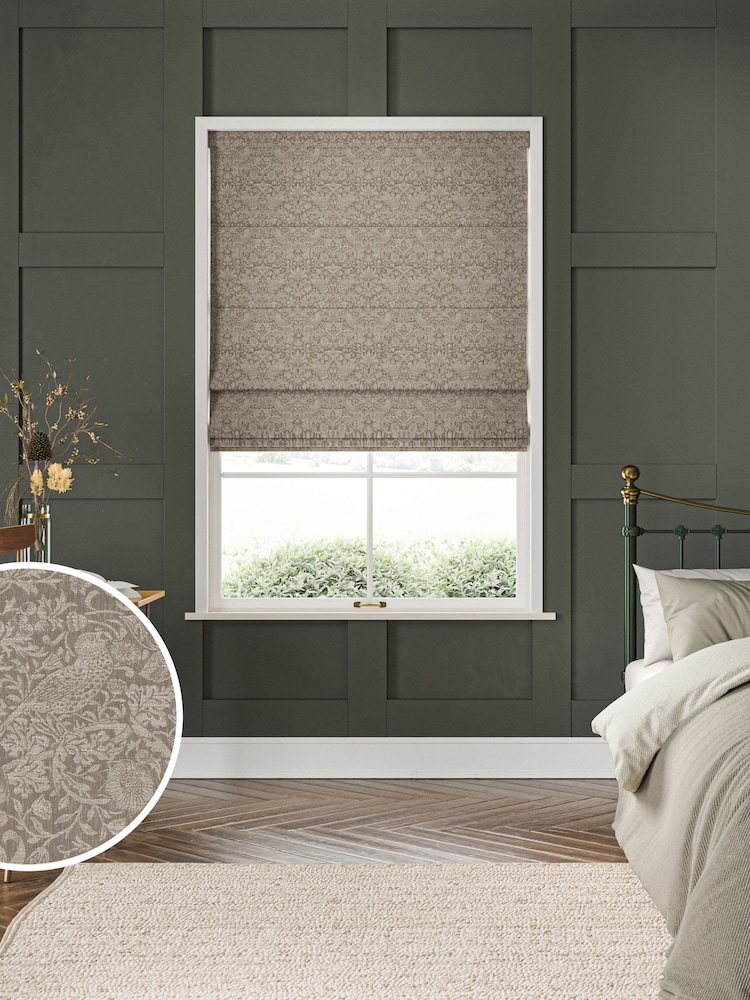 William Morris At Home Natural Strawberry Thief Woven Made to Measure Roman Blinds - Image 1 of 6