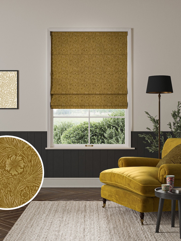 William Morris At Home Yellow Marigold Velvet Made to Measure Roman Blinds - Image 1 of 6