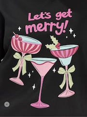 Yours Curve Merry Christmas Cocktail Glitter Novelty Sweatshirt - Slika 6 od 6