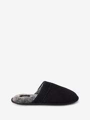 Black Mule Slippers with Faux Lining - Image 1 of 4