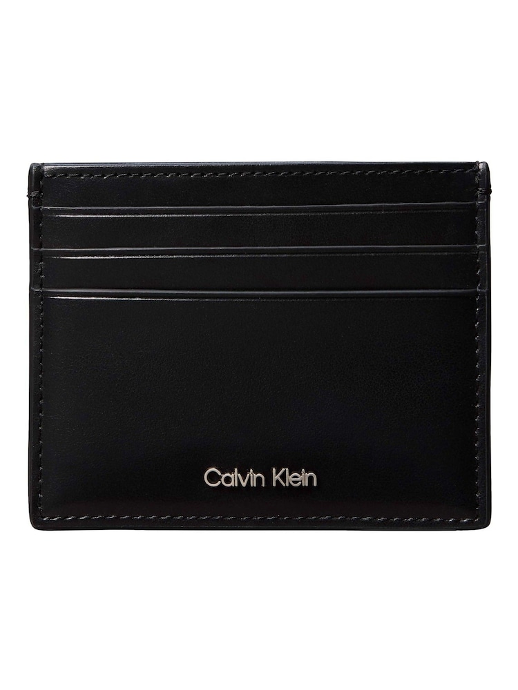 Calvin Klein Black Leather RFID Logo Cardholder Wallet - Image 1 of 3 Calvin Klein Black Leather RFID Logo Cardholder Wallet - Image 1 of 3